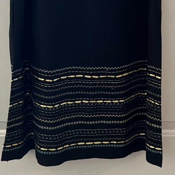 Carol Little Woman's Black Embroidered Bohemian Linen Maxi Dress Sz 10 - Picture 3 of 11